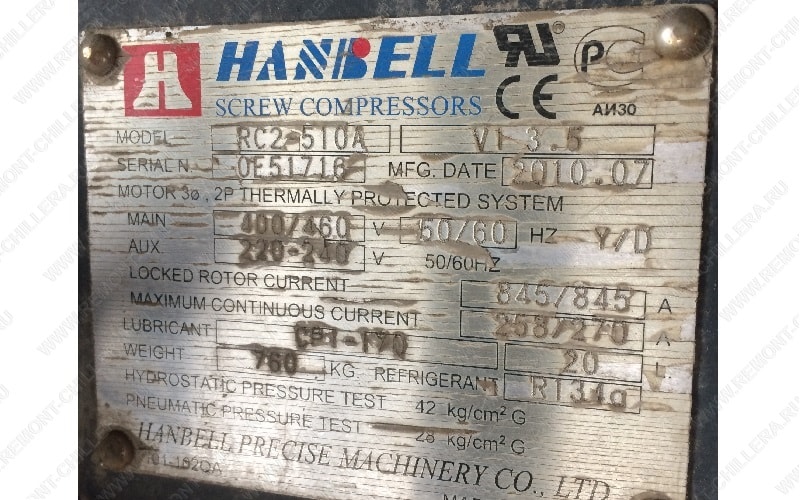 Данные компрессора RC2-510A
